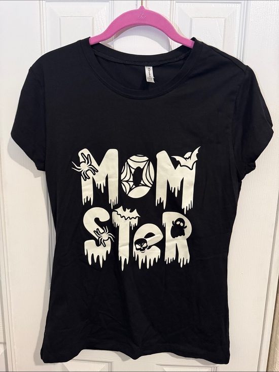 Reserved Tops - Ladies glow in the dark Black "Monster" Graphic Tee